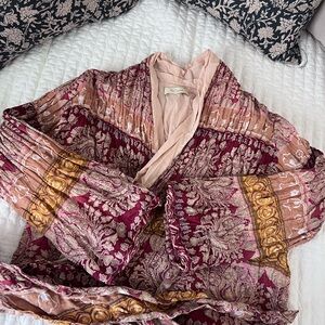 Mes Demoiselles Pink and Burgundy Wrap Top